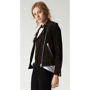 BlankNYC 100% Suede Leather Jacket Zipper Sleeves Black SZ S